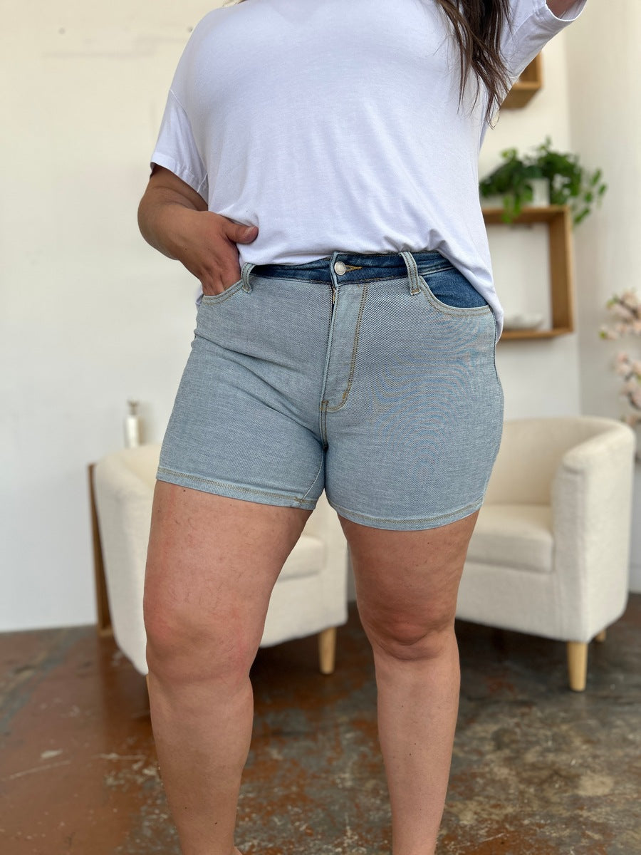 Judy Blue Full Size Color Block Denim Shorts