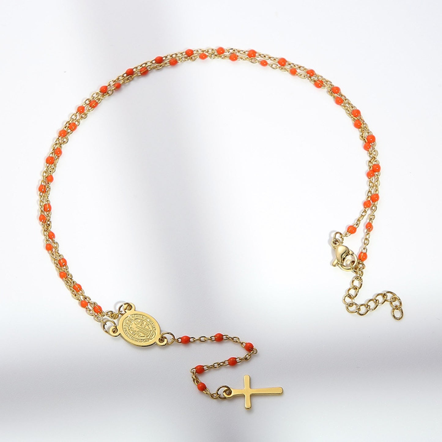 Stainless Steel Beaded Cross Necklace