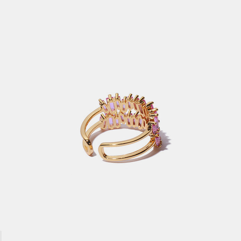 Brass Zircon Double-Layered Open Ring