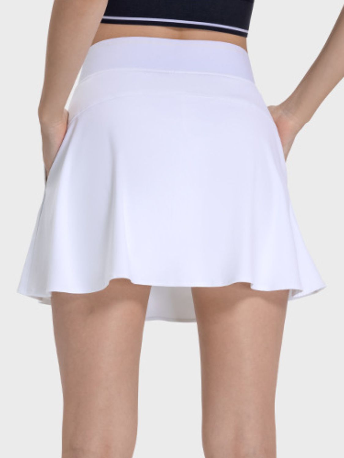 Pocketed Elastic Waist Active Skirt