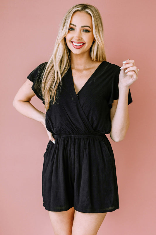 Flutter Sleeve Surplice Romper