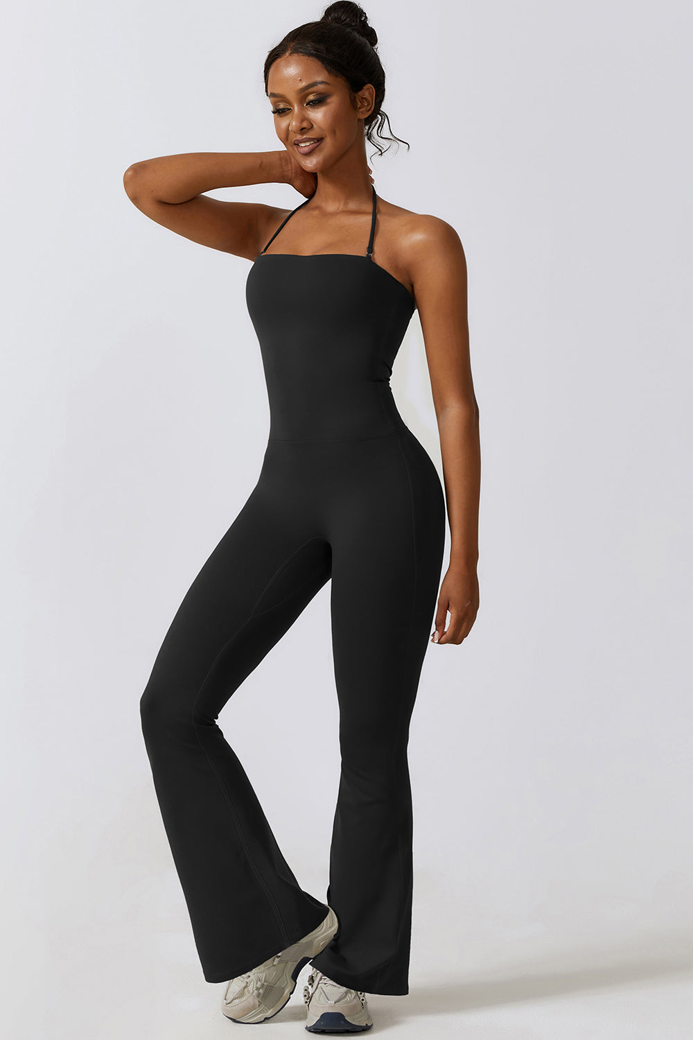 Halter Neck Flare Sport Jumpsuit