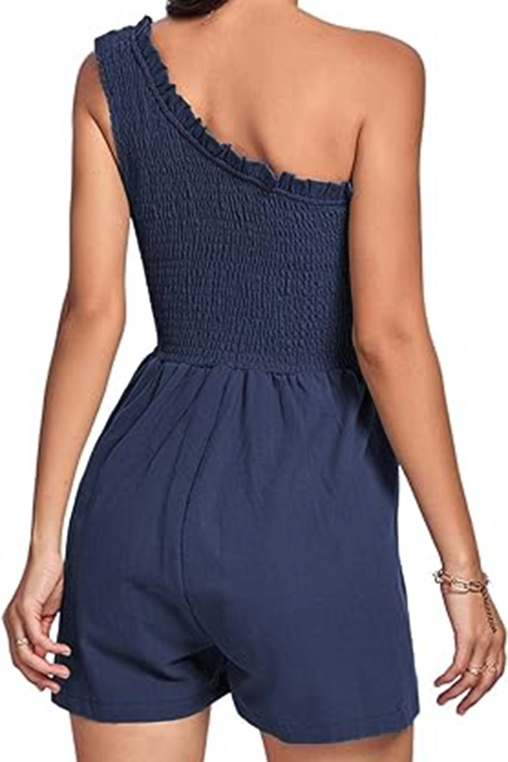 Smocked Single Shoulder Romper