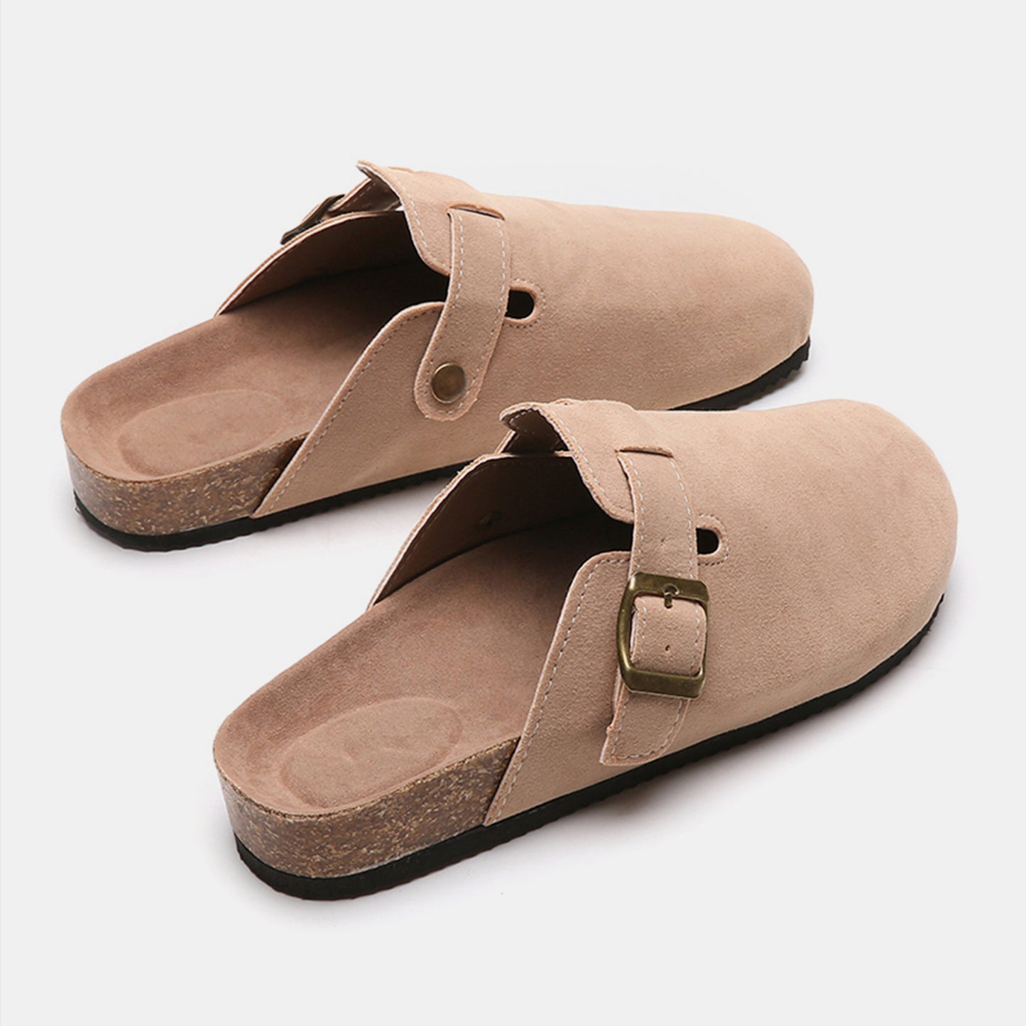 Suede Closed Toe Buckle Slide