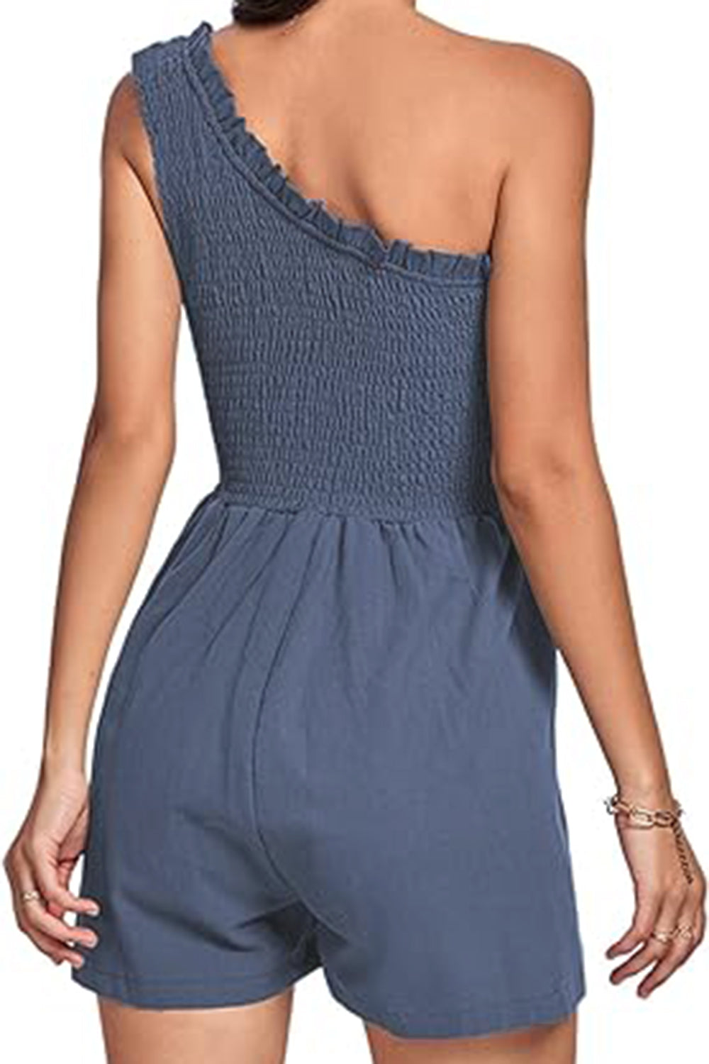 Smocked Single Shoulder Romper